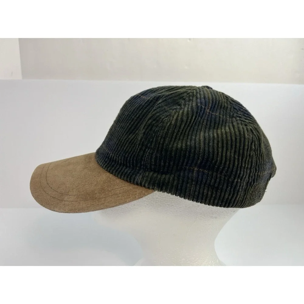Goorin Bros Corduroy Hat Strapback Green Brown Vintage Made In USA